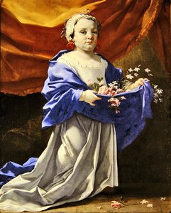 Young Girl Carrying Flowers by Michel Dorigny